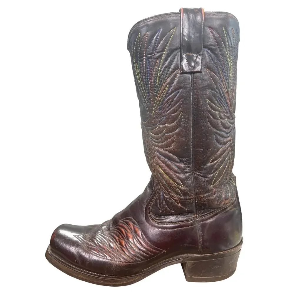 Vintage Gander Mountain Phoenix Rainbow Brown Cowboy Boot Size US 9.5 EE